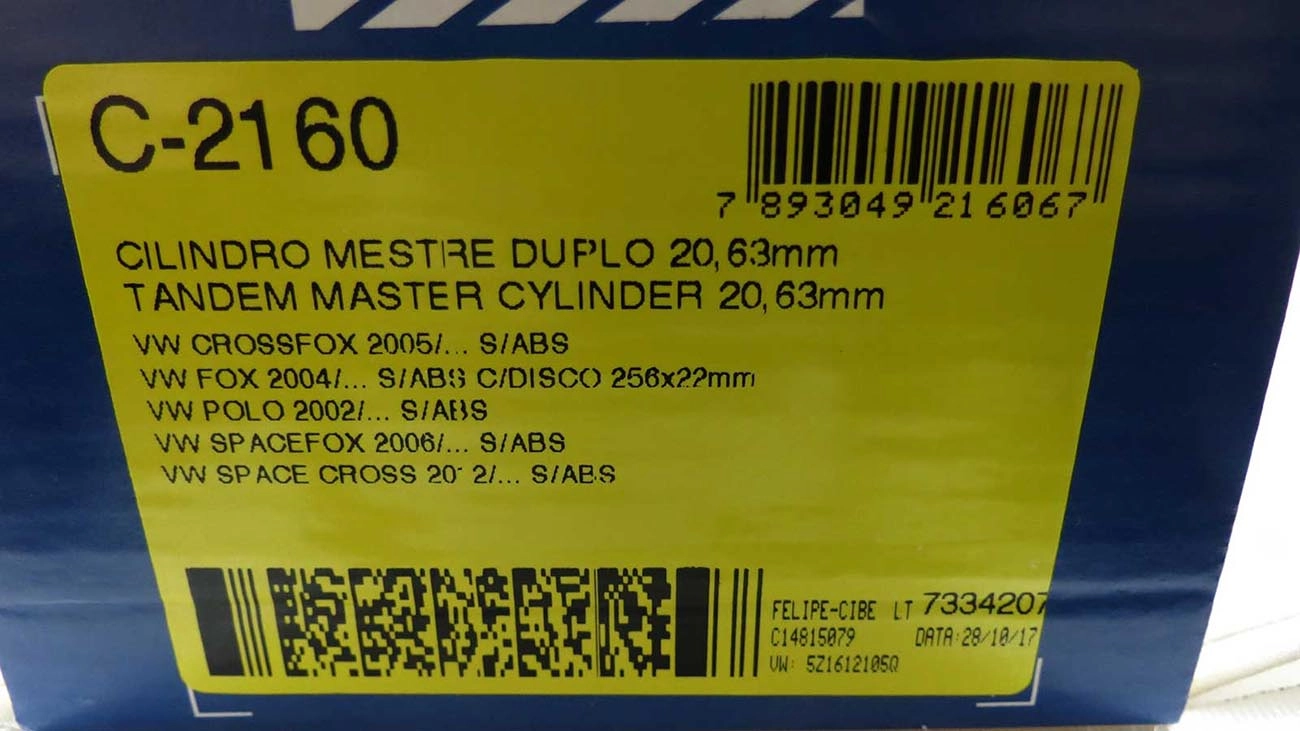 CILINDRO MESTRE FREIO SEM ABS VW FOX/CROSSFOX/SPACEFOX 04/ - POLO 02/ - 20.63 MM