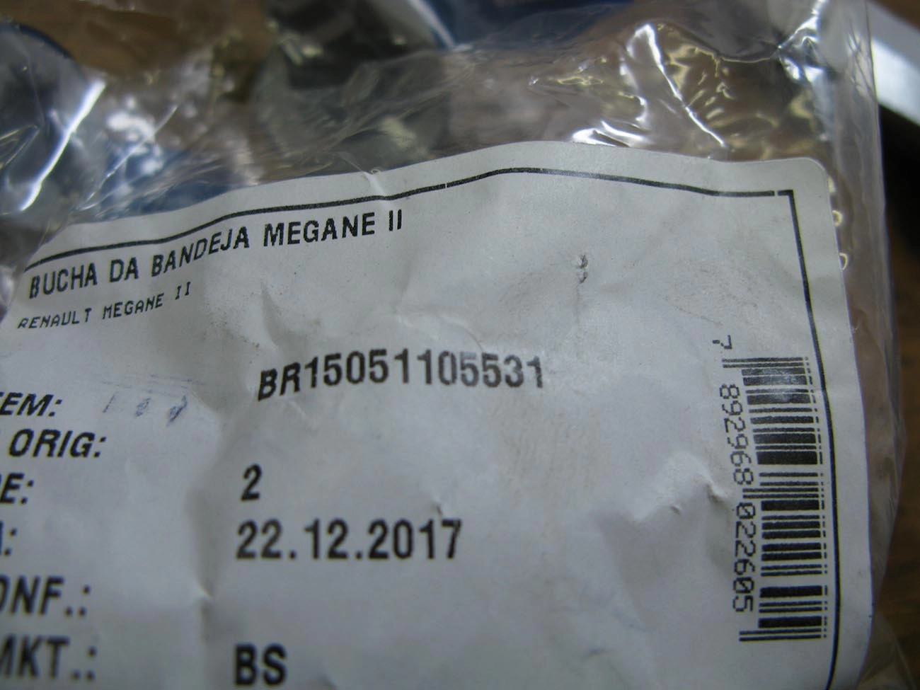 BUCHA BANDEJA RENAULT MEGANE 2006/ - SUSPENSÃO DIANTEIRA