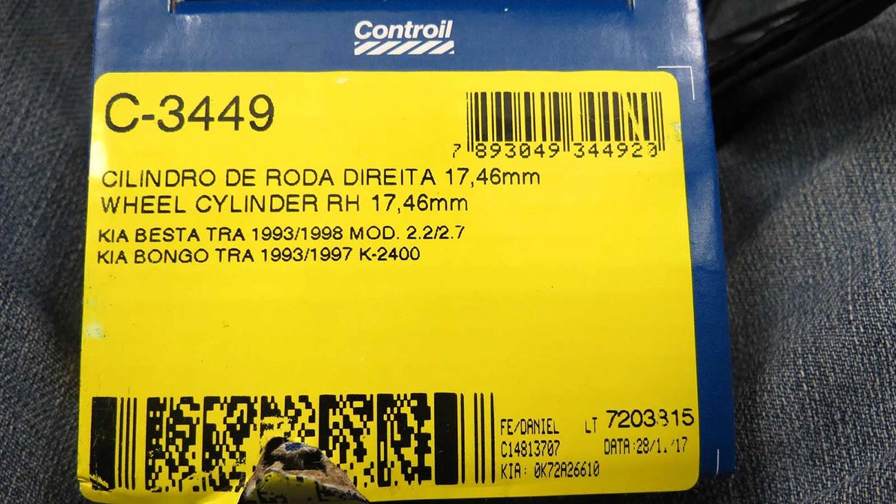 CILINDRO RODA FREIO TRASEIRO LADO DIREITO TRASEIRA DIREITA KIA BESTA 93/97 17,460MM 11/16"