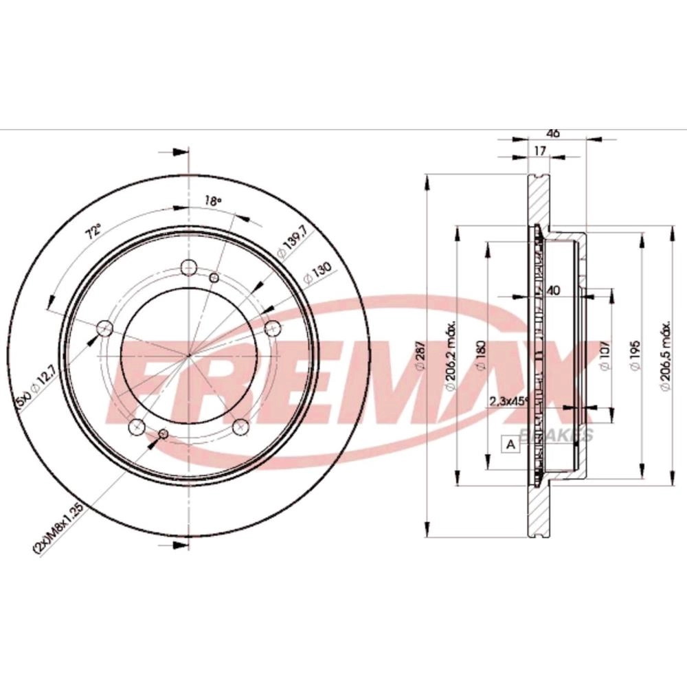 DISCO FREIO DIANTEIRO VENTILADO 287MM GM TRACKER 98/ SUZUKI VITARA 91/ SIDEKICK 92/94 4X4