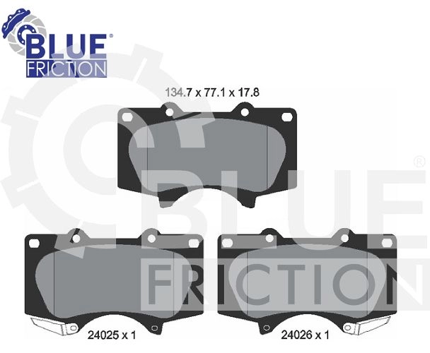 PASTILHA DE  FREIO TOYOTA HILUX SW4 05/ - 3.2 CD 4X2 SRV 05/ - MITSUBISHI PAJERO 01/ - 134,60MM
