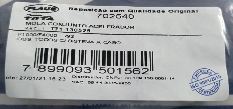 MOLA CONJUNTO DO ACELERADOR FORD F-1000/4000 .../92 COM SISTEMA DE CABO