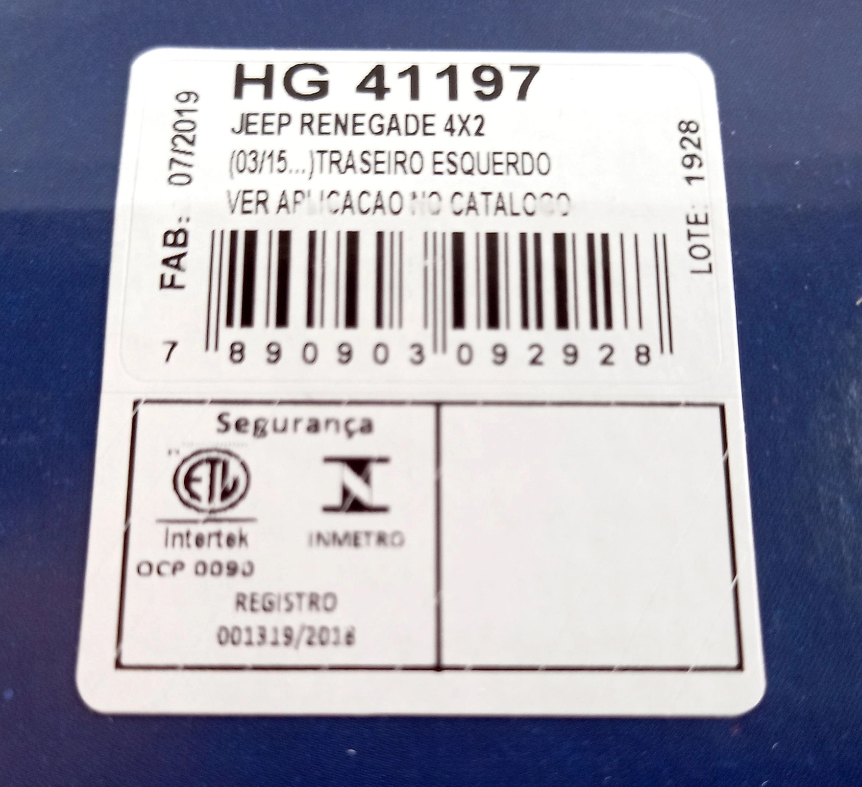 AMORTECEDOR JEEP RENEGADE 4X2 2015/2020 - TRASEIRO ESQUERDO