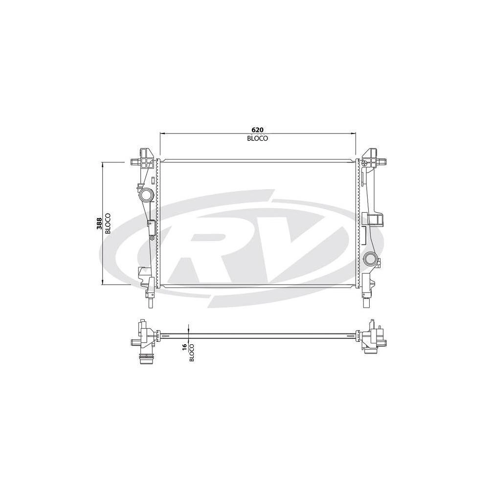 RADIADOR MOTOR FIAT TORO 1.8 16/19 - JEEP RENEGADE 1.8 15/19 FLEX - COM ACD - AUTOMÁTICO/MANUAL