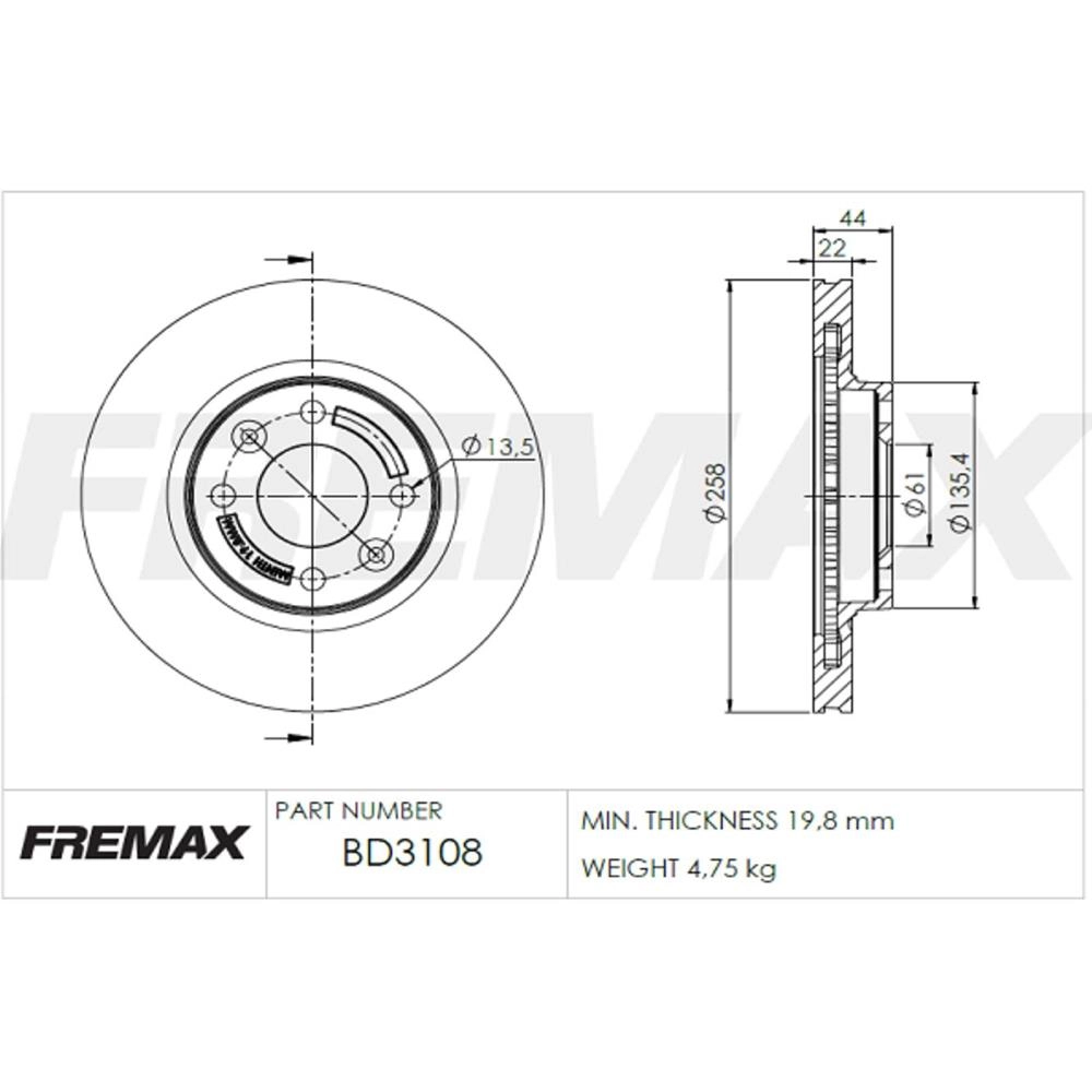 DISCO DE FREIO DIANTEIRO RENAULT NOVO LOGAN/SANDERO 2014/ - VENTILADO 258MM