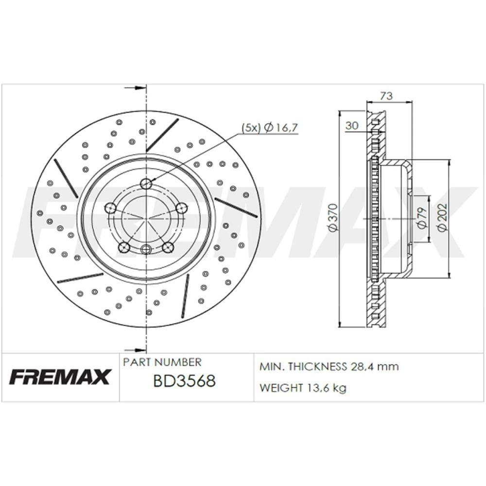 DISCO FREIO DIANTEIRO VENTILADO 370MM BMW SERIE 1 118I 07/11 125I 14/19 3 13/19