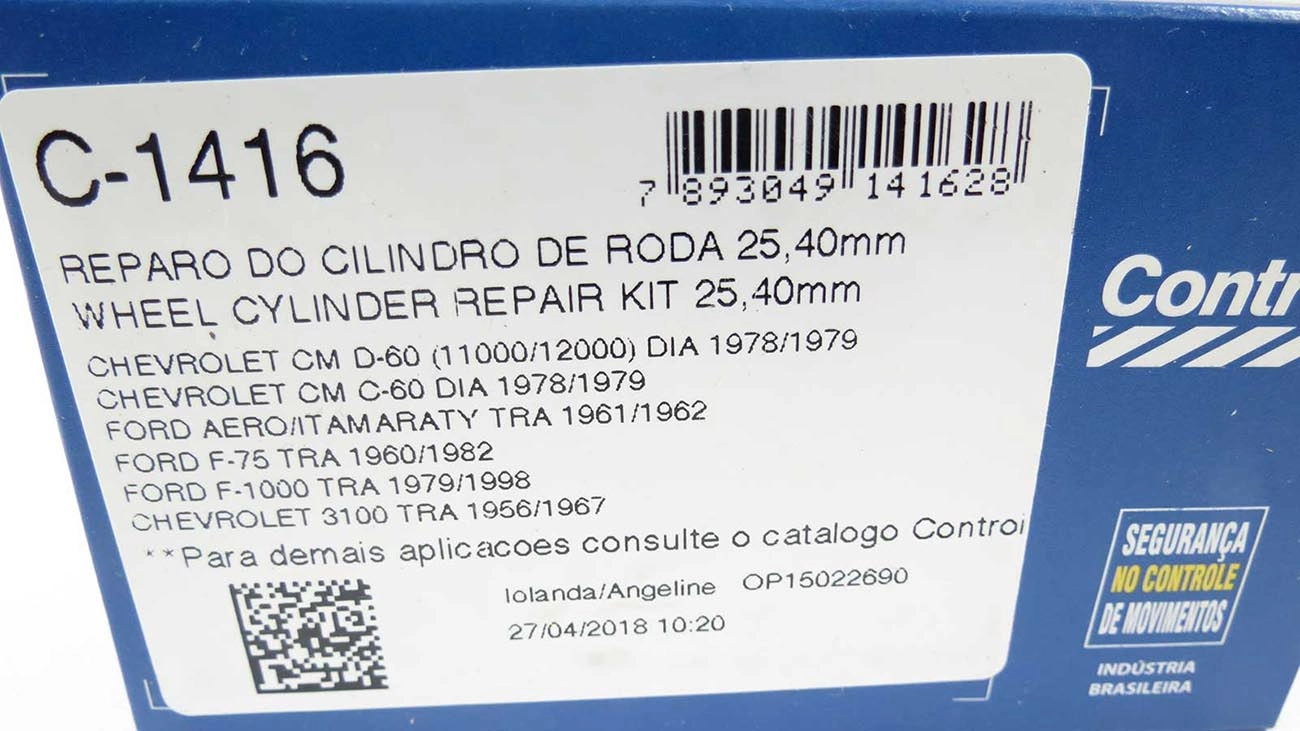 REPARO CILINDRO RODA 25.40MM WILLYS F-75 60/82 AERO 61/62 1P TRASEIRO