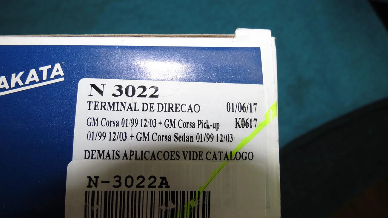 TERMINAL DIREÇÃO DIREITO/ESQUERDO M12X1,5 LD/LE GM CORSA/PICK UP 94/05.98 ROSCA GROSSA CAIXA DHB