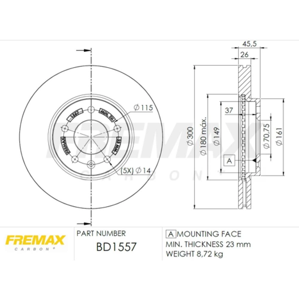 DISCO FREIO DIANTEIRO VENTILADO 300MM GM EQUINOX 2017/2020