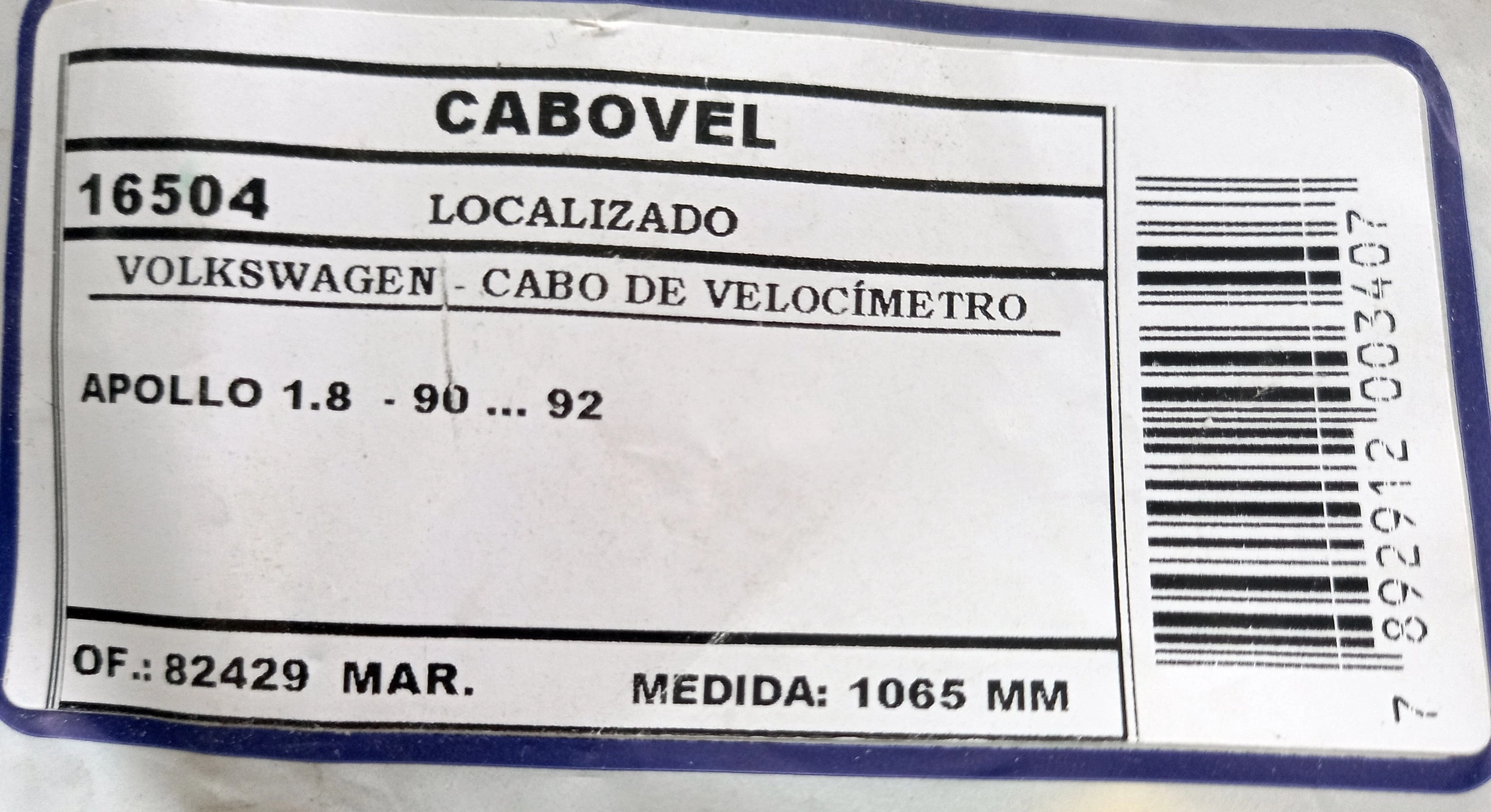 CABO VELOCIMETRO VW APOLLO 1.8 90/92 1065