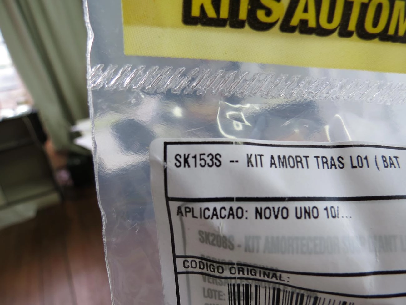 KIT AMORTECEDOR TRASEIRO FIAT NOVO UNO/PALIO 2010/ - BATENTE/COIFA