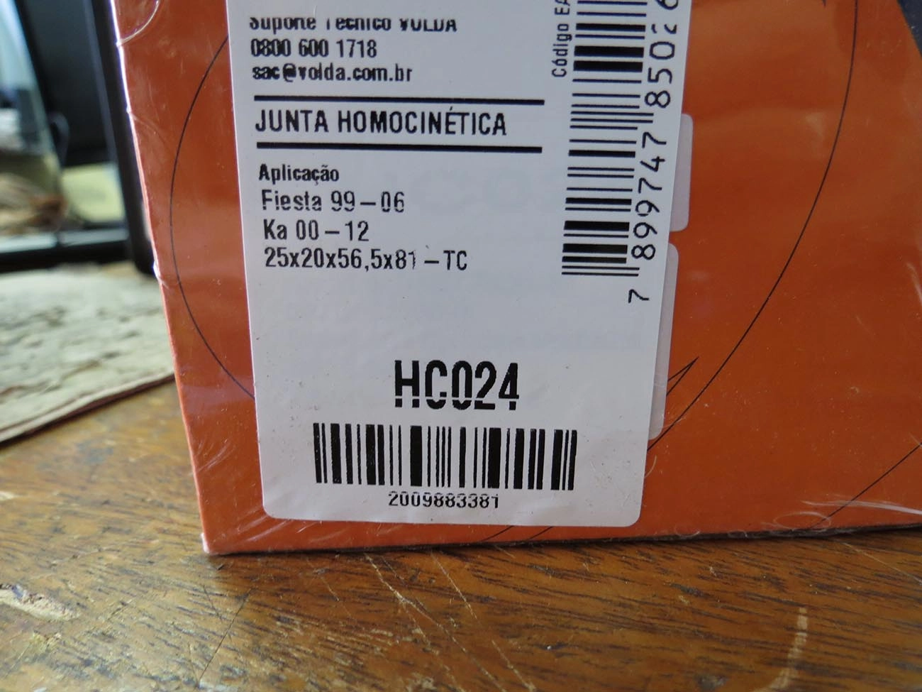 HOMOCINÉTICA RODA FORD KA 1.0 00/12 - FIESTA 1.0 99/06 - ZETEC - 20/25 ESTRIAS TRAVA CENTRAL