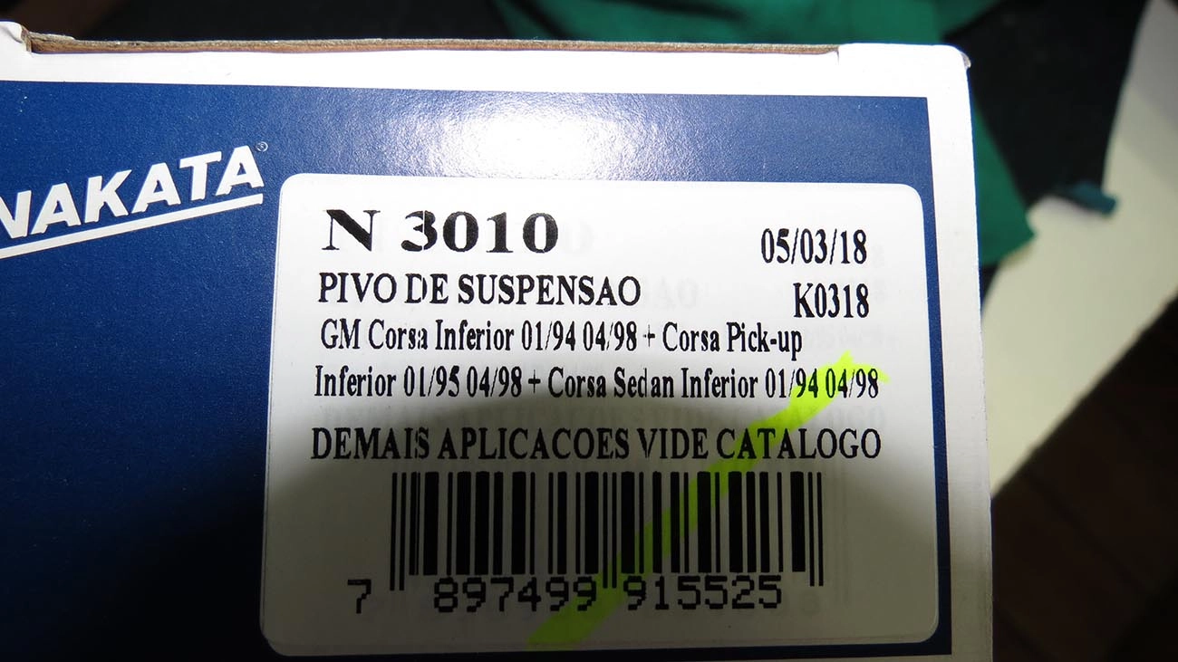 PIVÔ SUSPENSÃO DIREITO/ESQUERDO GM CORSA 94/98 CLASSIC PICK-UP 95/03 WAGON 96/02 LD/LE