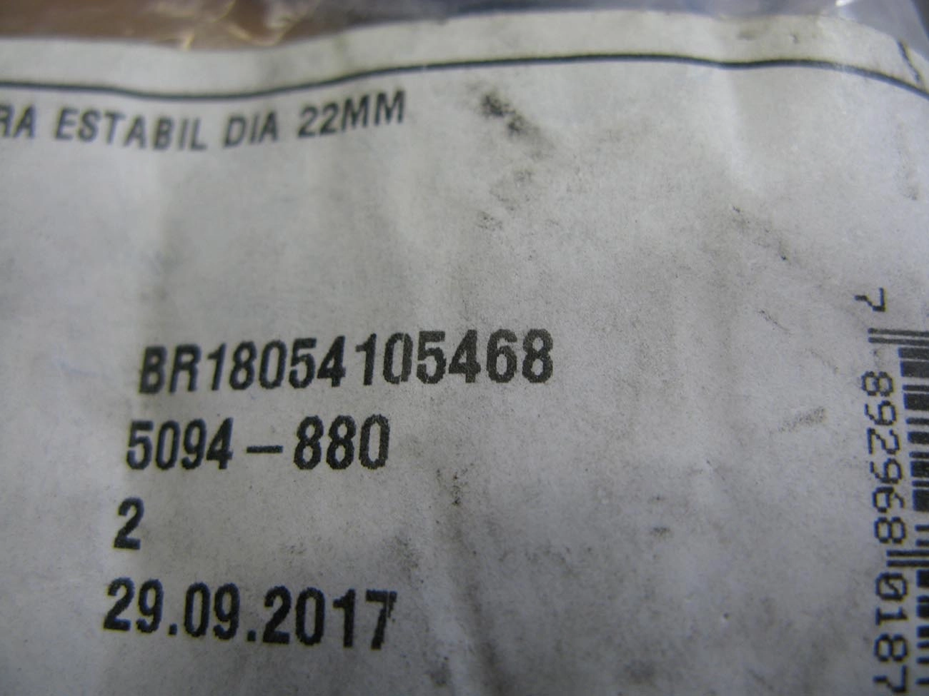 BUCHA ESTABILIZADOR DIANTEIRO PEUGEOT 307 2002/2012 - FURO 22MM