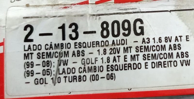 KIT REPARO HOMOCINÉTICA ESQUERDO LADO CÂMBIO VW GOLF 1.8 09/15 - GOL 1.0 TURBO 00/ AUDI A3 - 25X115