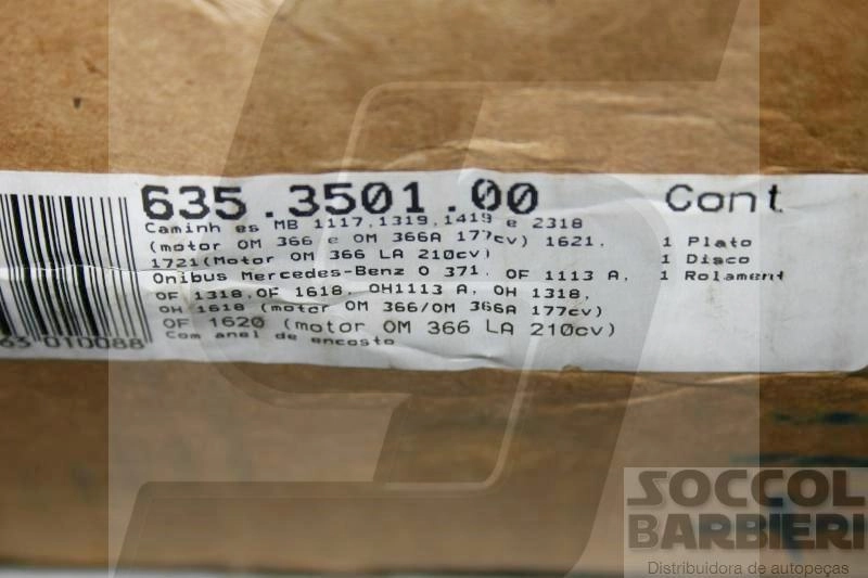 KIT DE EMBREAGEM MB 1117/1217/1218/1417/1418/1419/1620/1621/1720/2318 - OM 366 - 350MM 10 ESTRIAS