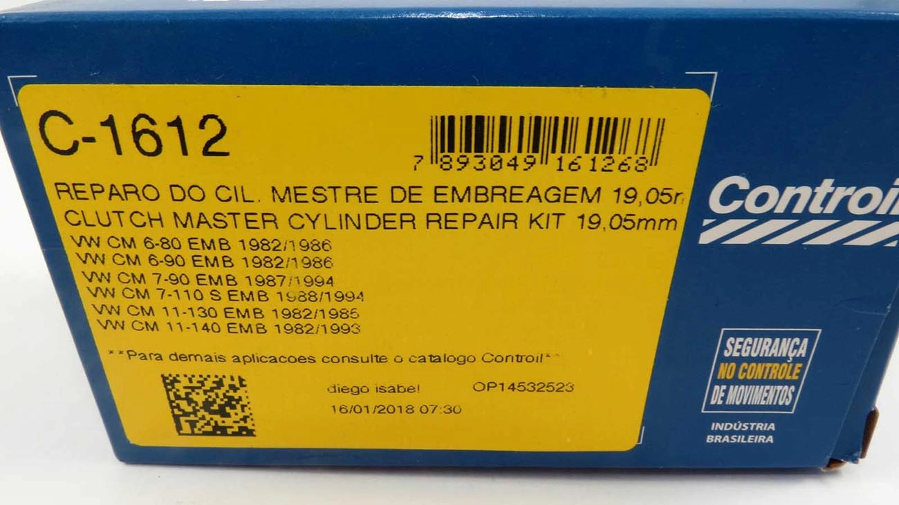 REPARO CILINDRO MESTRE EMBREAGEM 19.05MM VW 6.80/6.90/7.90/7.110/11.130/11.140/12.140 3/4