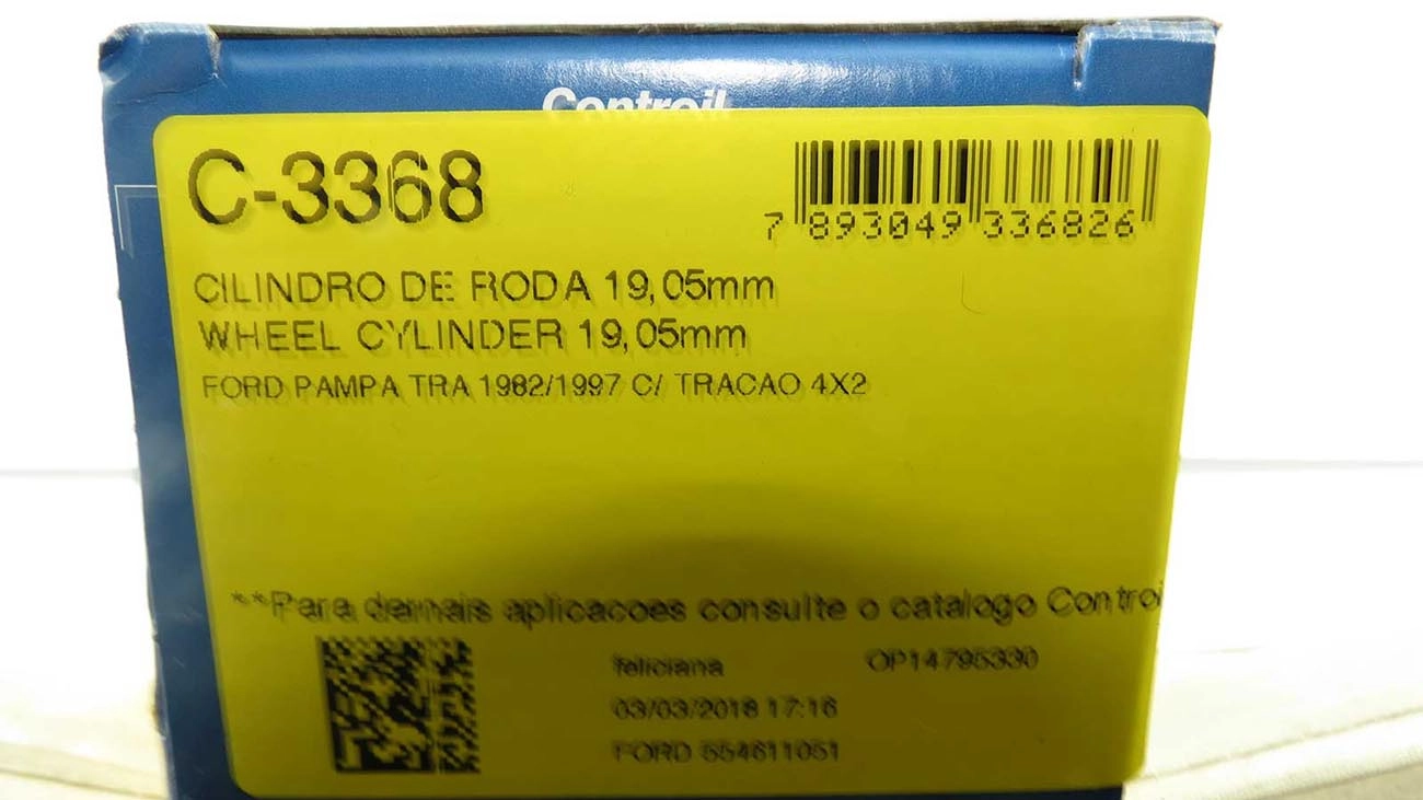 CILINDRO RODA FREIO TRASEIRO LADO DIREITO/LADO ESQUERDO TRASEIRA FORD PAMPA 82/97 4X2 VARGA 3/4 19,05MM
