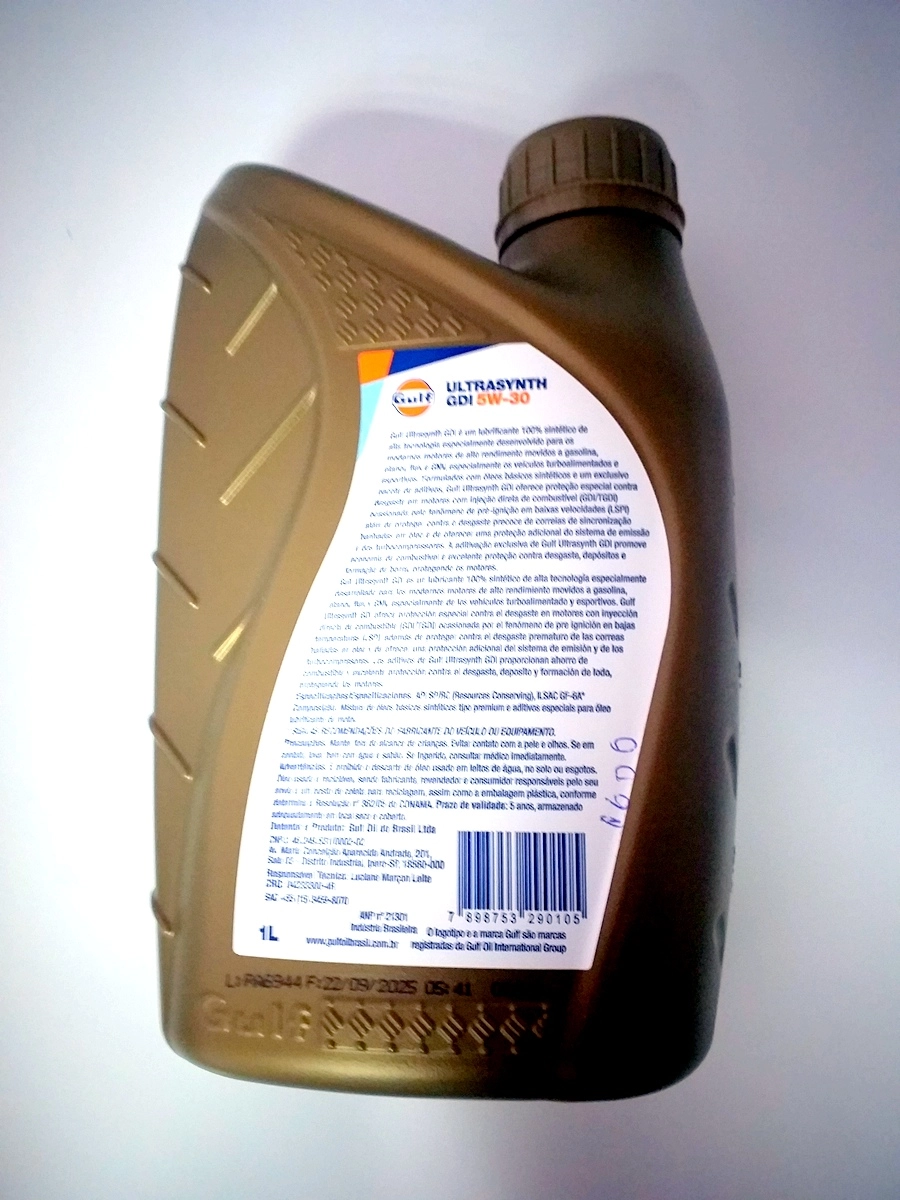 OLEO SINTETICO PARA MOTOR GULF 5W30 API SP ULTRASYNTH GDI ILSAC GF-6A S 1 LT