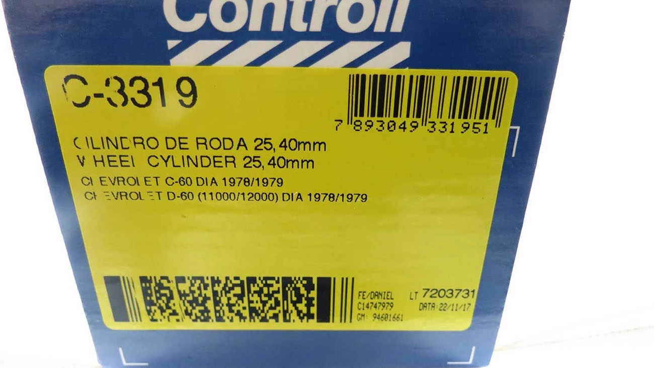 CILINDRO RODA FREIO DIANTEIRO LADO DIREITO/LADO ESQUERDO DIANTEIRA GM A/C/D-60 78/79 1P 25,400MM