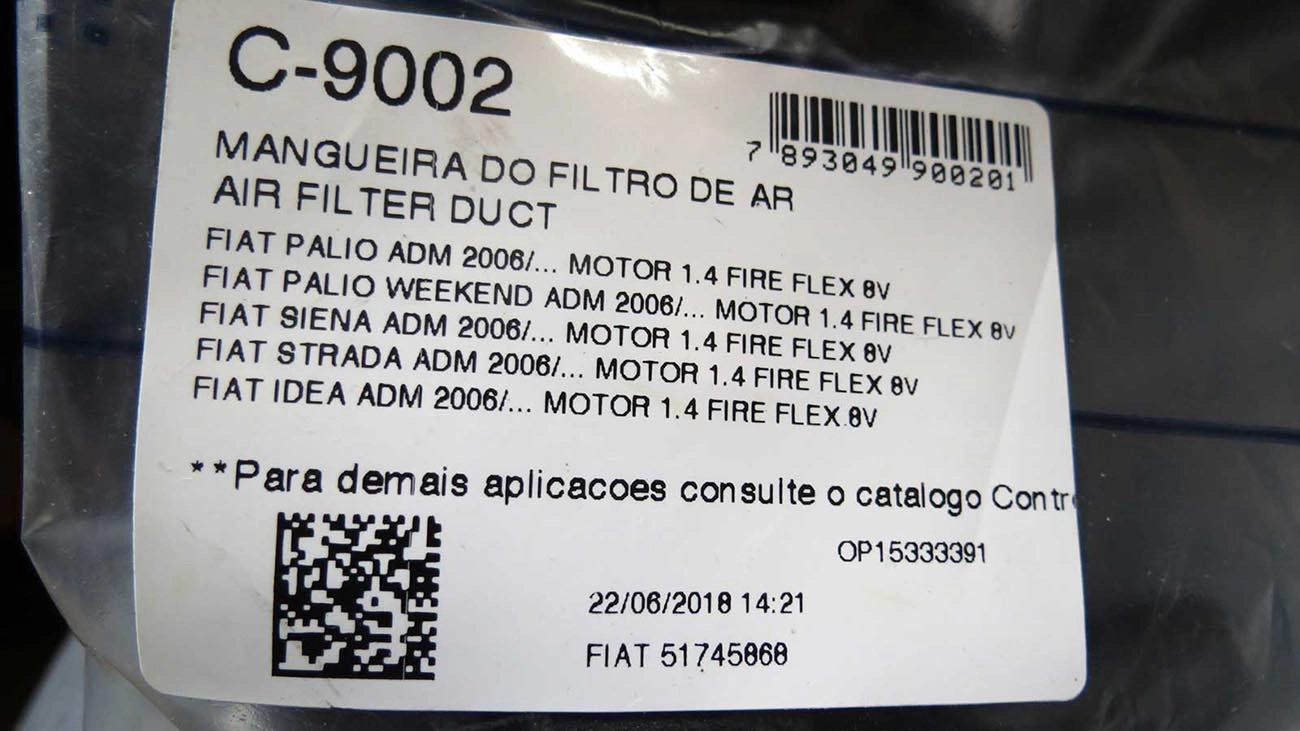 MANGUEIRA FILTRO AR FIAT IDEA/PALIO/SIENA/GRAND SIENA/STRADA 1.4 8V 06/