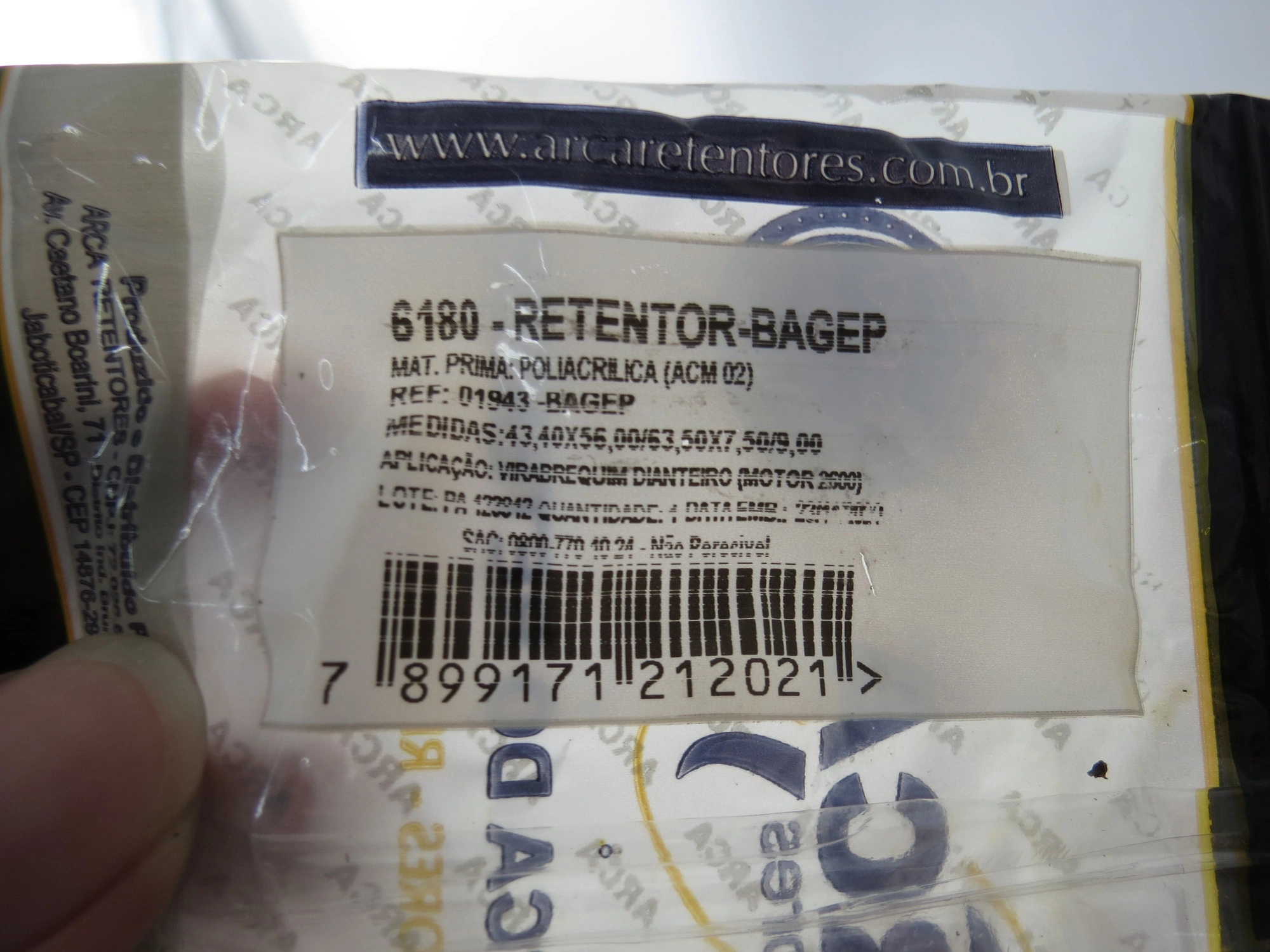 RETENTOR MOTOR DIANTEIRO VW 1300/1500/1600 A AR TODOS ADAPTACAO P/POLIA