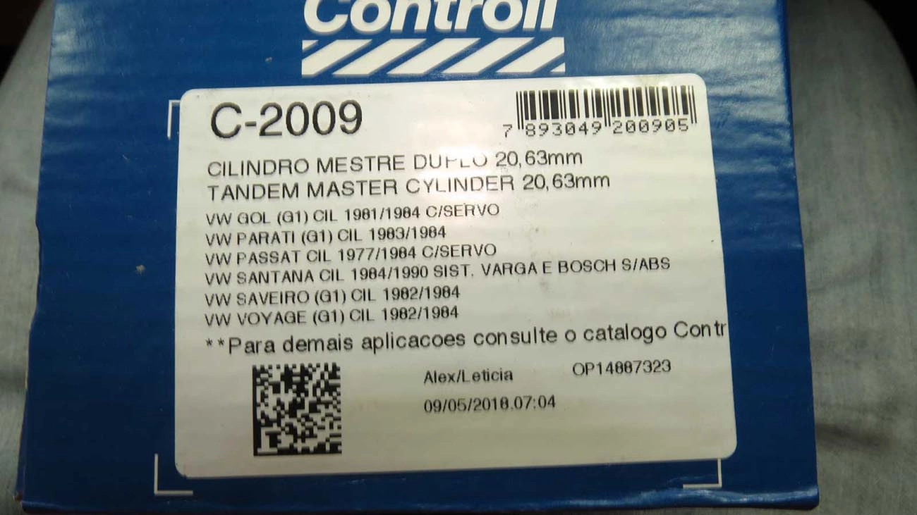 CILINDRO MESTRE FREIO 20.63MM VW GOL/VOYAGE/PARATI/SAVEIRO 81/84 PASSAT 77/84 SANTANA 84/9 06 SAÍDAS