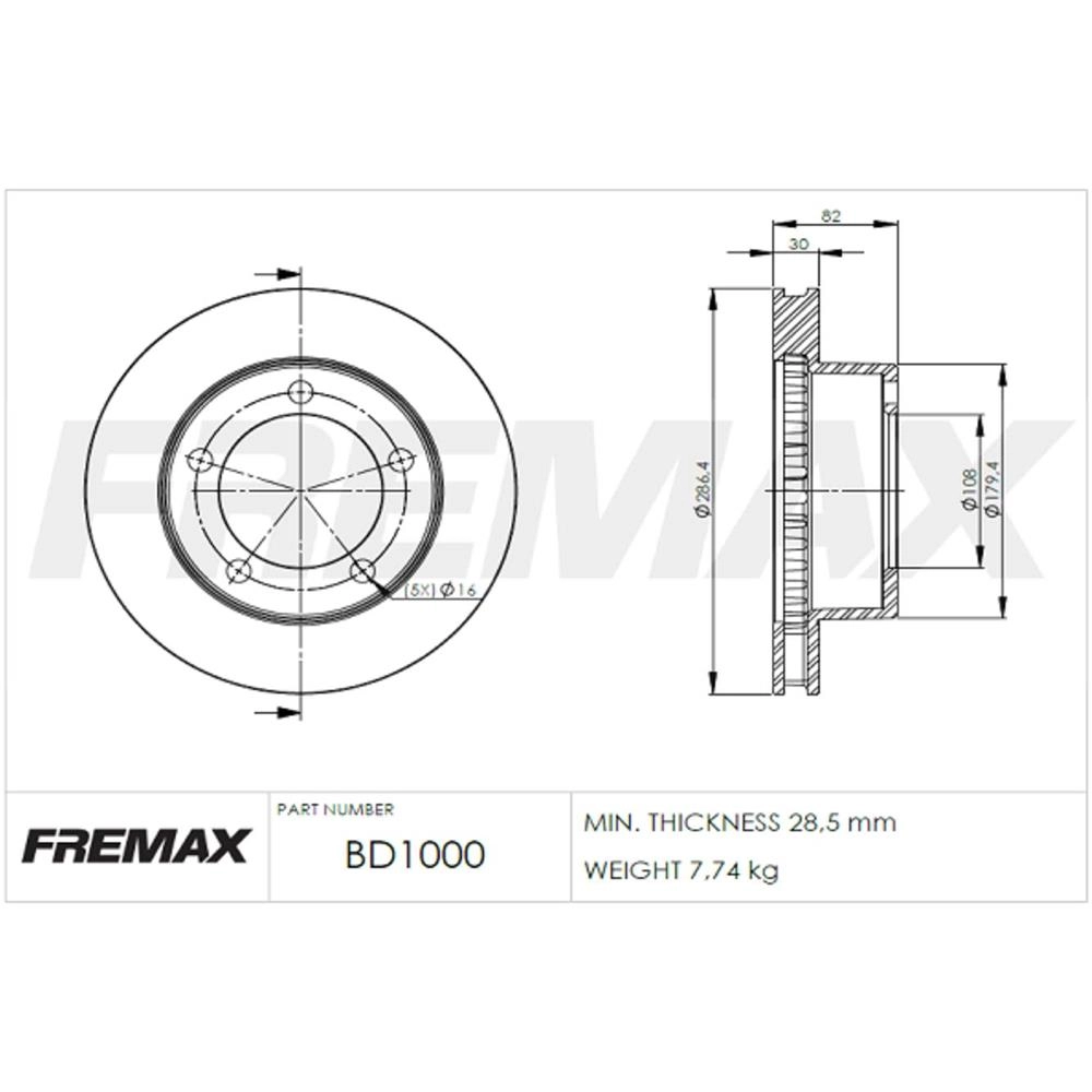 DISCO FREIO DIANTEIRO VENTILADO 286.5MM SEM CUBO FORD F-1000 93/