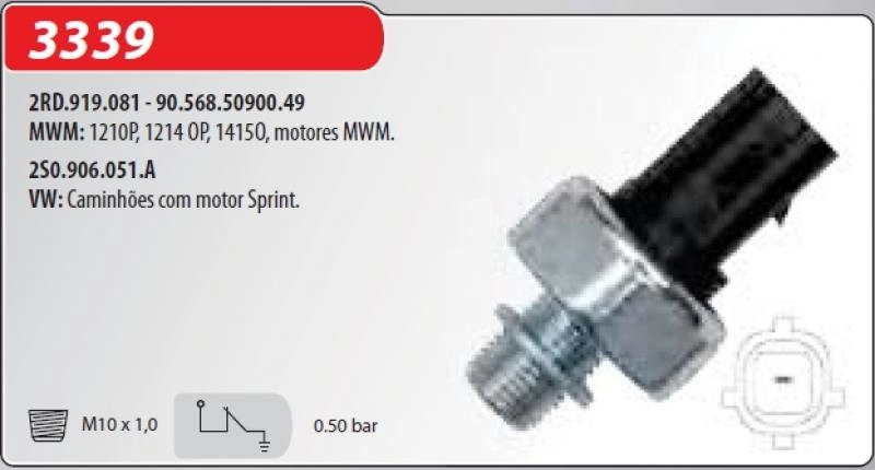 INTERRUPTOR DO OLEO - VW CAMINHOES C/MOTOR MWM SPRINT
