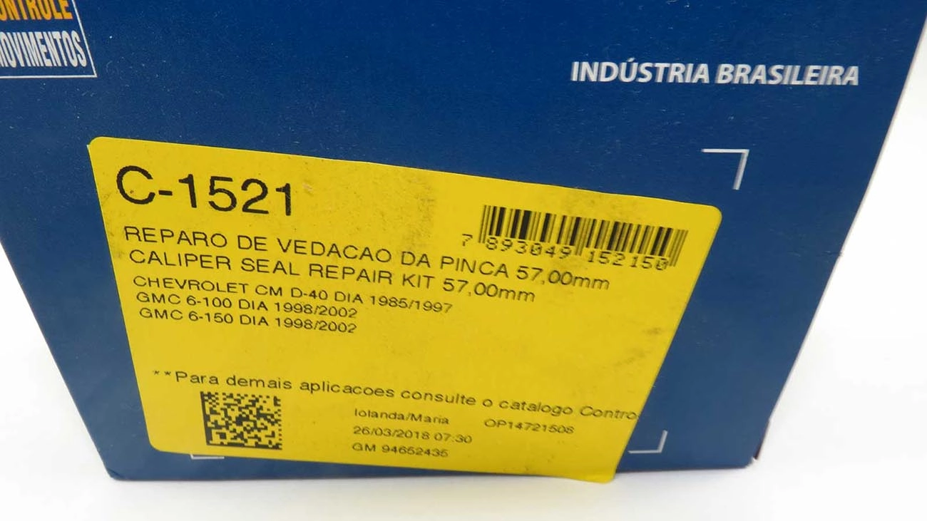REPARO VEDAÇÃO PINÇA 57.00MM CILINDRO RODA GM A/C/D-40 85/97 6.100/6.150 98/ FREIO DISCO 57MM DIANTEIRO