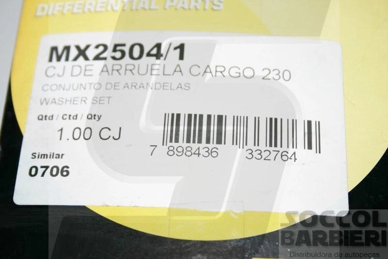 JOGO ARRUELAS DIFERENCIAL ARRUELA VW 14.140/14.150/14.200 BRASEIXOS 230