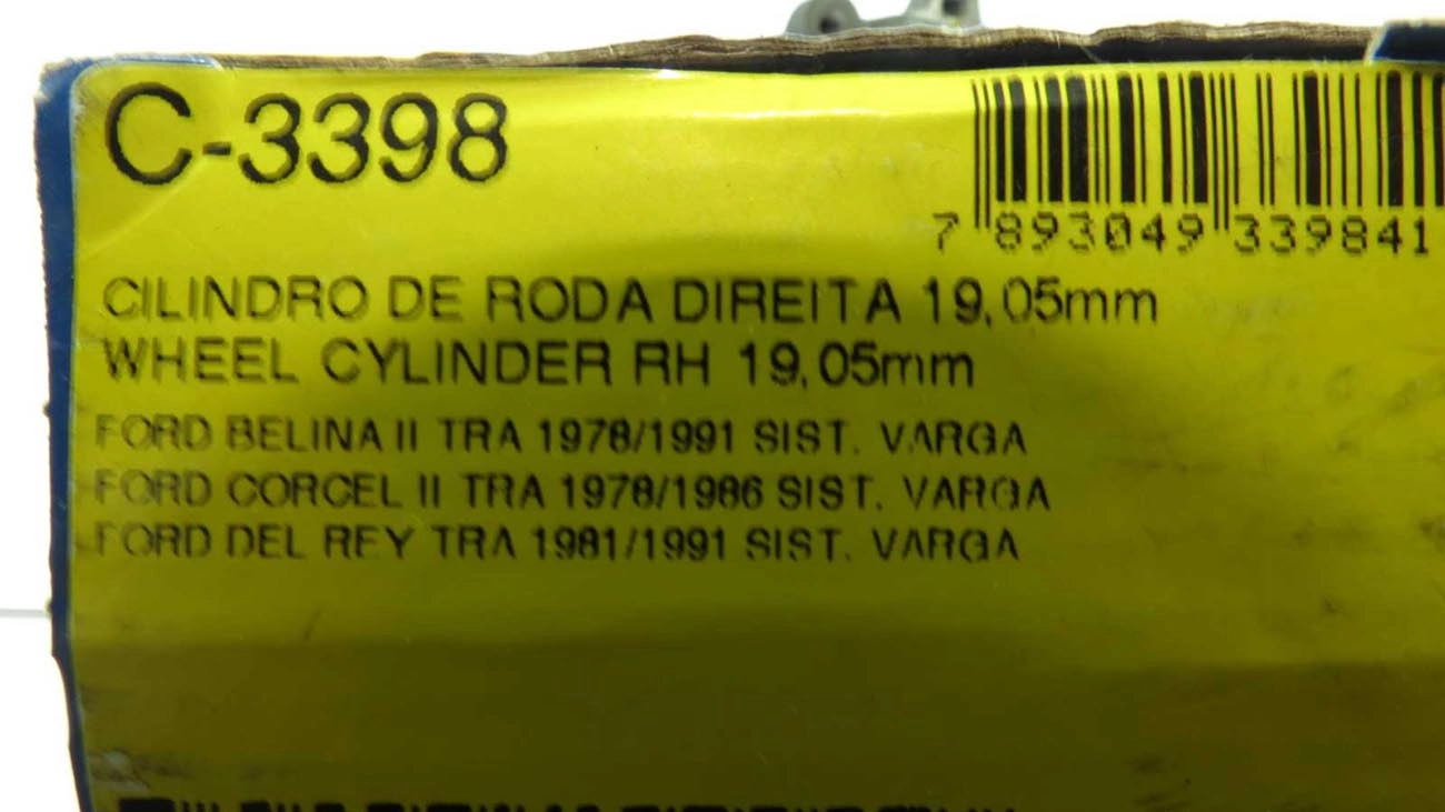 CILINDRO RODA FREIO TRASEIRO LADO DIREITO TRASEIRA DIREITA FORD CORCEL/BELINA II/DEL REY 78/91 3/4 SISTEMA VARGA
