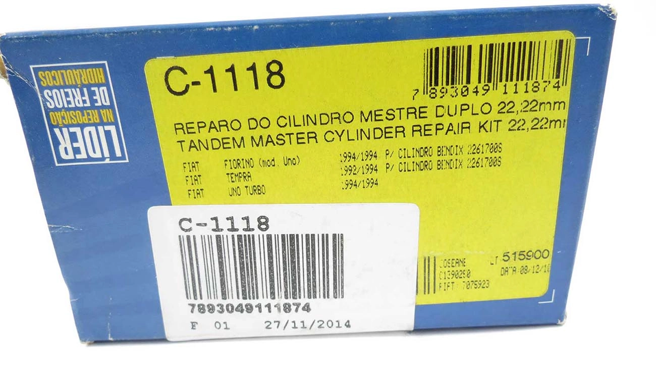 REPARO CILINDRO MESTRE DUPLO 22.22MM FIAT FIORINO 94/94 TEMPRA 92/94 UNO TURBO 93/94 7/8