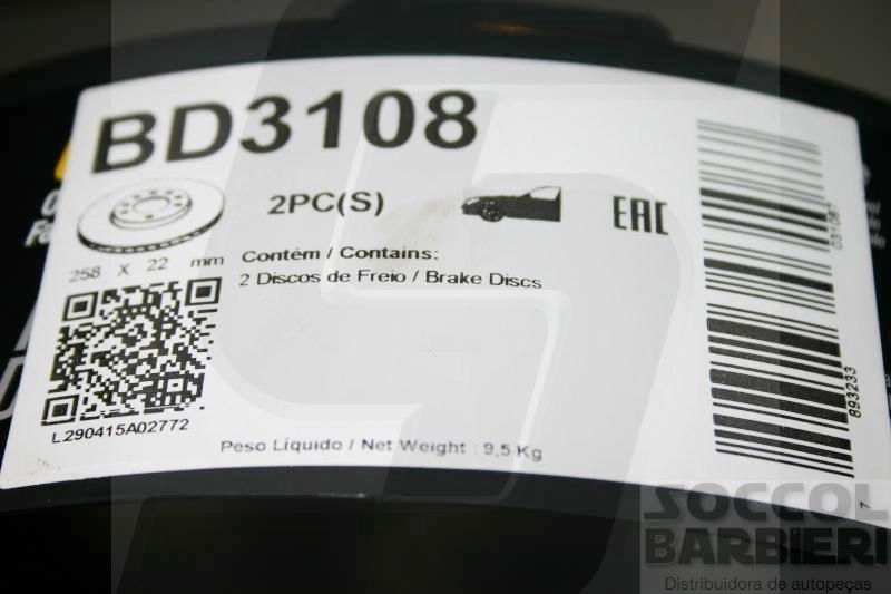 DISCO DE FREIO DIANTEIRO RENAULT NOVO LOGAN/SANDERO 2014/ - VENTILADO 258MM