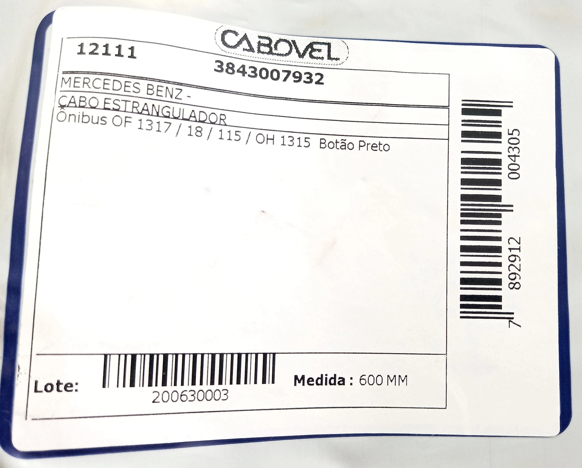 CABO ESTRANGULADOR MB OF-1317/1318/1115/OH-1315 - BOTAO PRETO 600MM