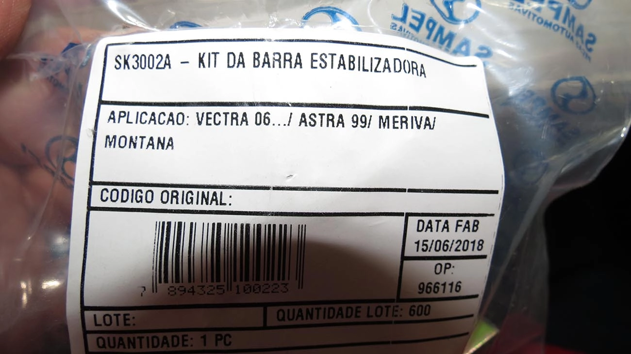 KIT DA BARRA ESTABILIZADORA GM ASTRA 99/ NOVO VECTRA 06/ MERIVA/MONTANA 03/ - BUCHA/ABRAÇADEIRA