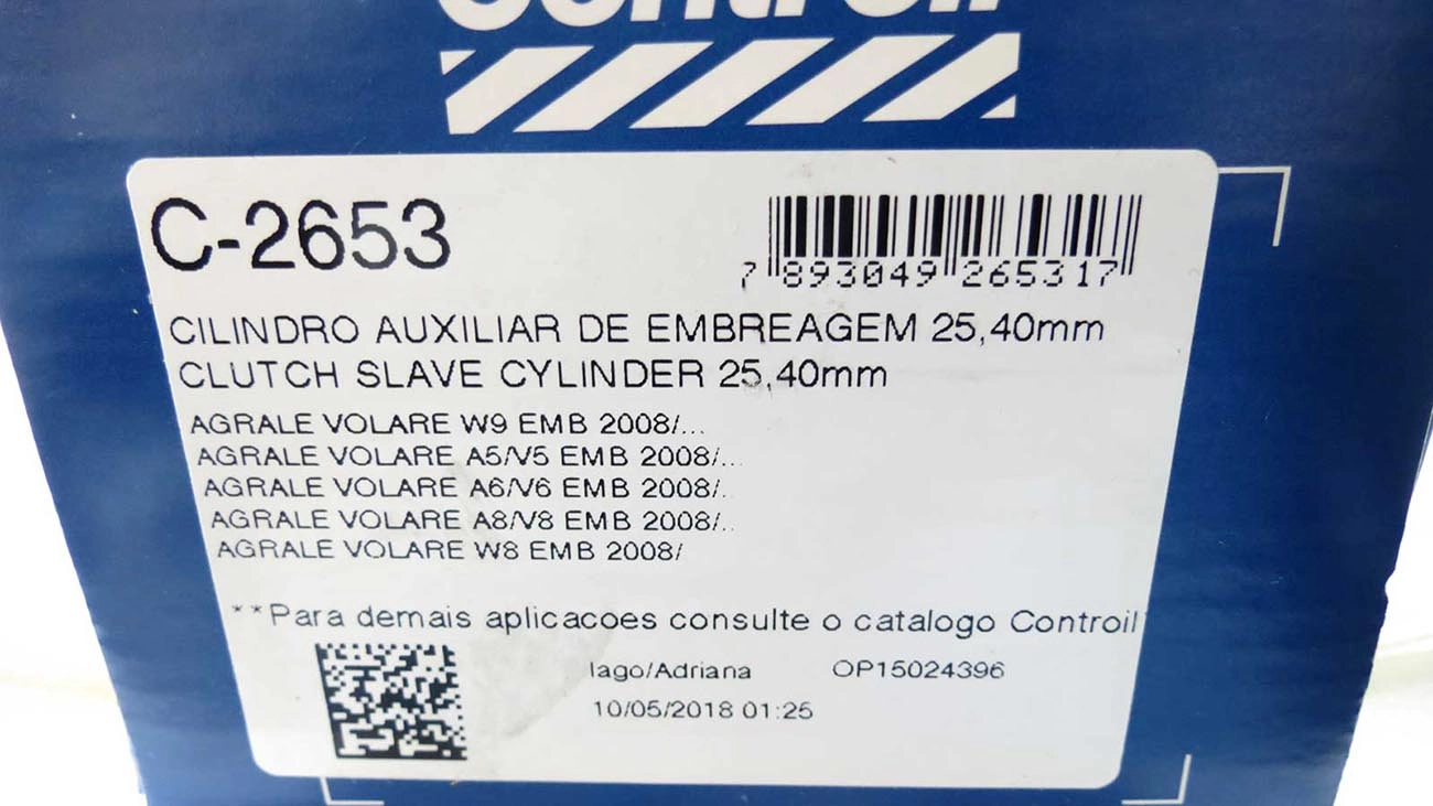CILINDRO AUXILIAR/ESCRAVO EMBREAGEM AGRALE A5/A6/A8/V5/V/6/V8/W8/W9 2008/