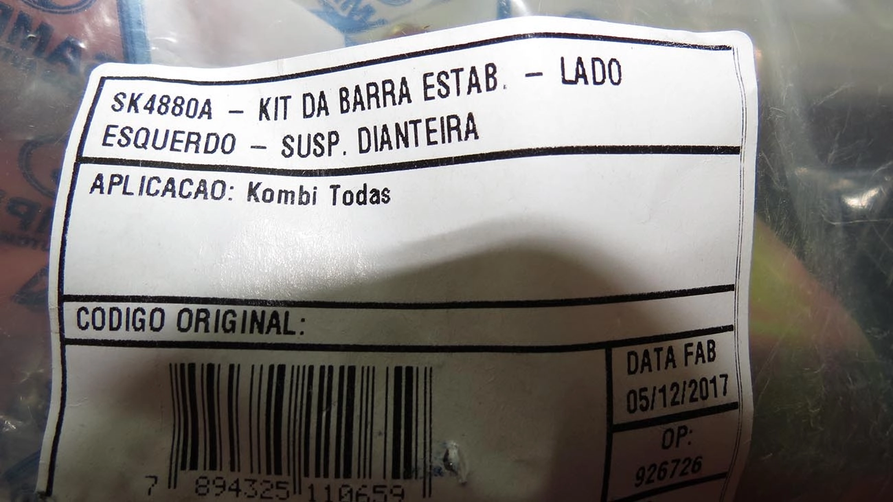 KIT BUCHAS DO ESTABILIZADOR DIANTEIRO ESQUERDO VW KOMBI 57/2014