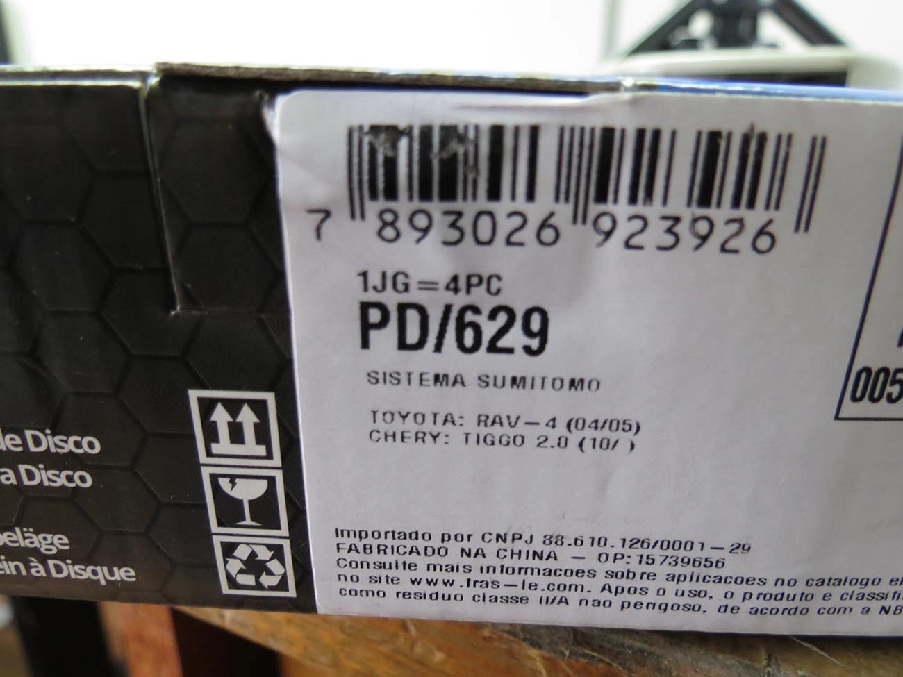 PASTILHA DE FREIO TRASEIRA TOYOTA RAV4 2001/2005 - CHERY TIGGO 2.0 16V 2010/