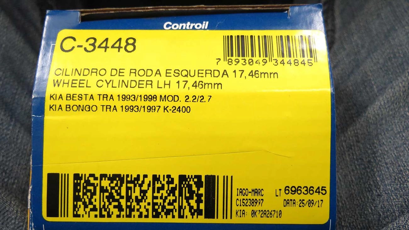 CILINDRO RODA FREIO TRASEIRO LADO ESQUERDO TRASEIRA ESQUERDA KIA BESTA 93/97 17,460MM 11/16"
