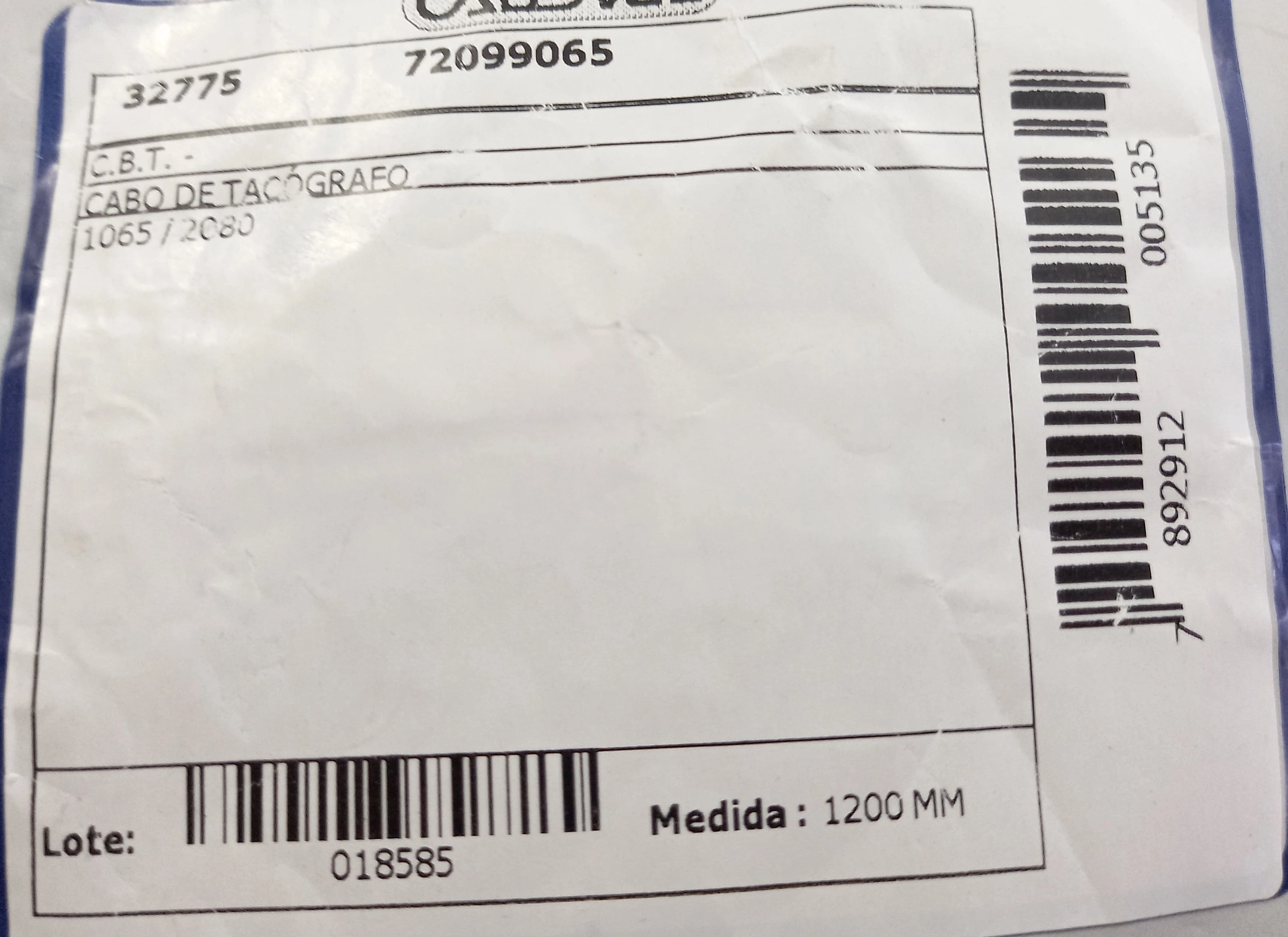 CABO TACOMETRO CBT 1065/2080 1200