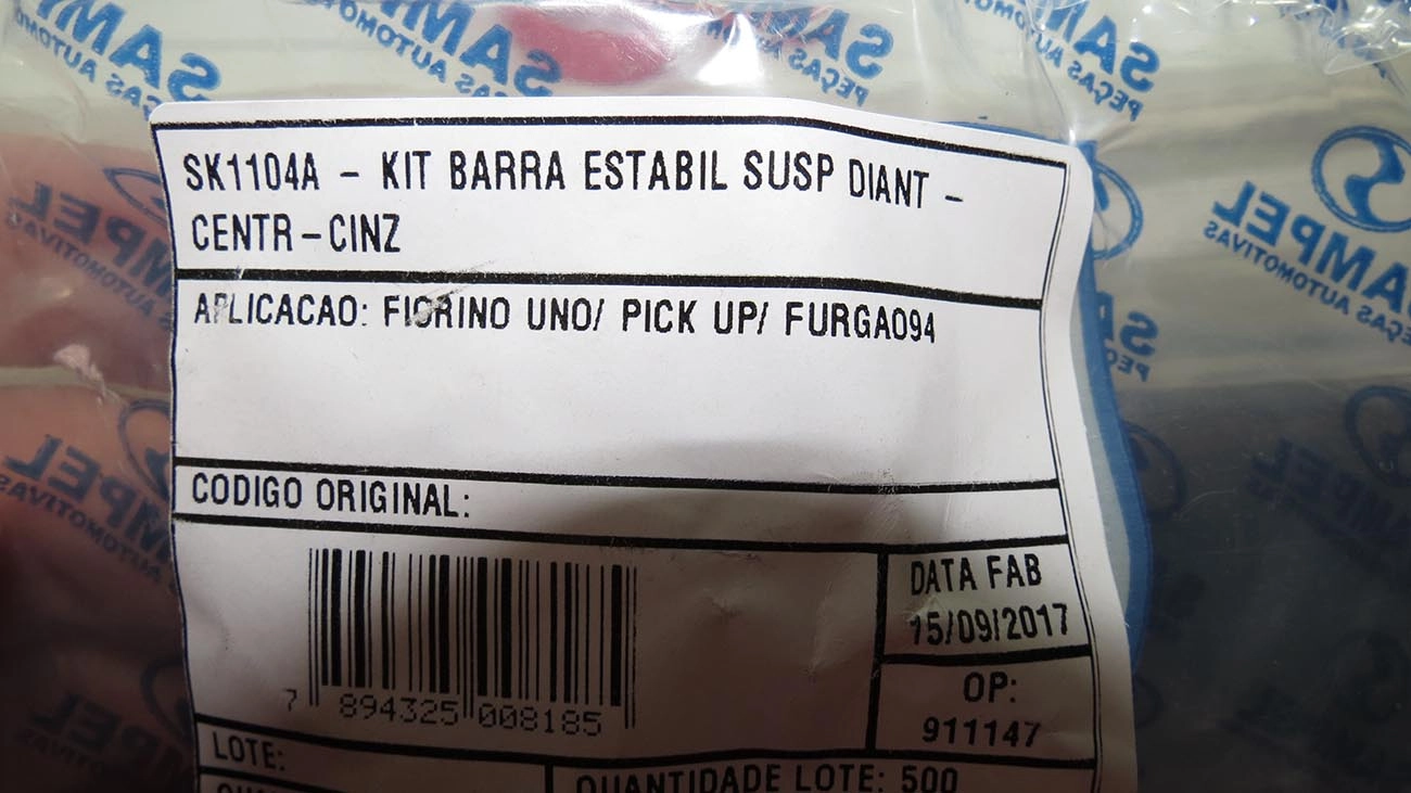 KIT BUCHA CINZA  CENTRAL ESTABILIZADOR FIAT UNO/PREMIO/ELBA 1984/1996 - FURO 16,5MM - PARA UM LADO