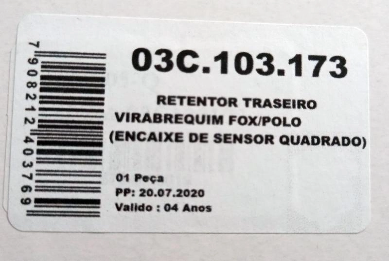 RETENTOR TRASEIRO RODA FONICA DENTADA VW GOL/PARATI/SAVEIRO/FOX/POLO/GOLF/KOMBI 1.01.4/1.6 06/