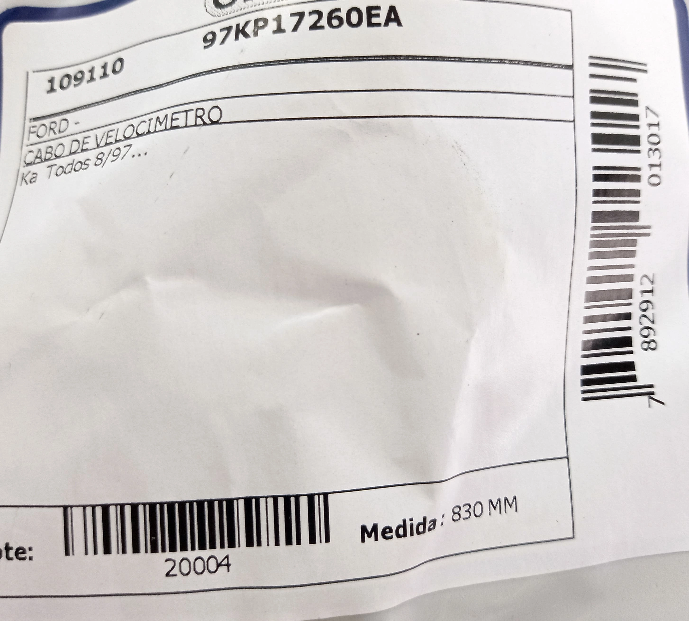 CABO VELOCIMETRO FORD KA 08.99/ - ZETEC ROCAM 830MM