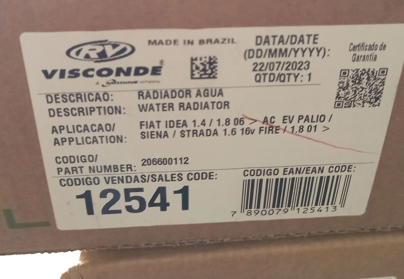 RADIADOR 348X519 DEFLETOR ENCAIXE FIAT PALIO 1.6 16V FIRE TODOS 1.8 2003/ C/ACD