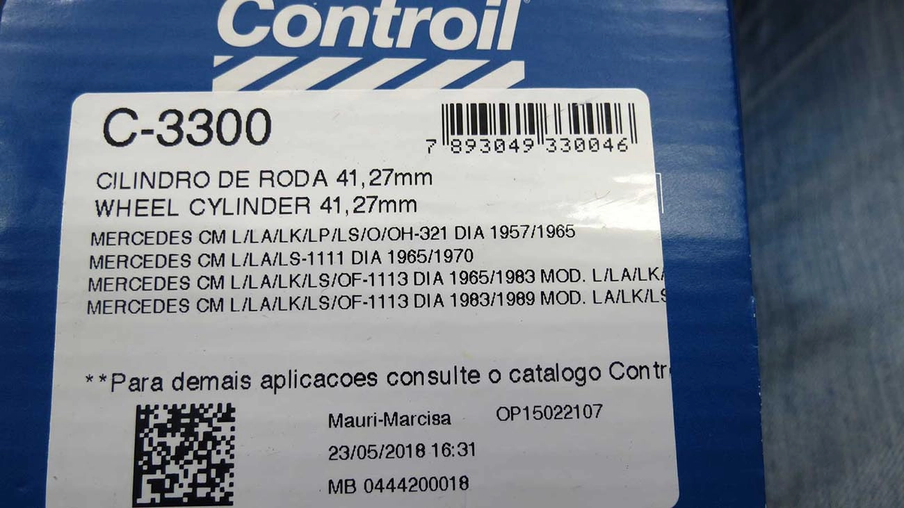 CILINDRO RODA FREIO DIANTEIRO DIREITO/ESQUERDO 41,270MM 1.5/8 DIANTEIRA MB 1111/1113 65/89 321 57/65