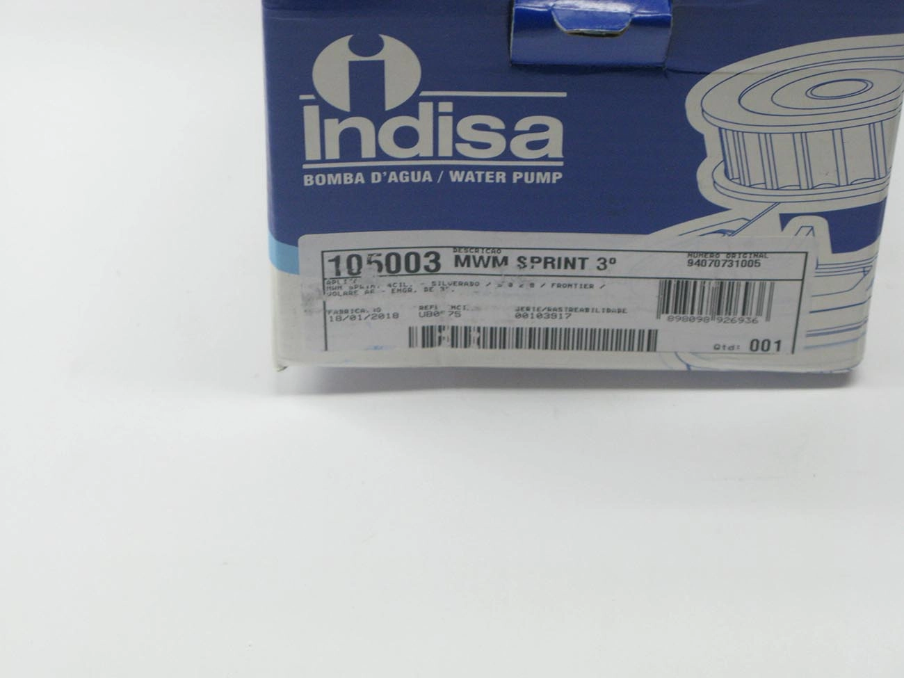 BOMBA ÁGUA AGUA MWM SPRINT 6 CIL. S-10/JEEP TROLLER/NISSAN FRONTIER/X-TERRA 3 GRAUS