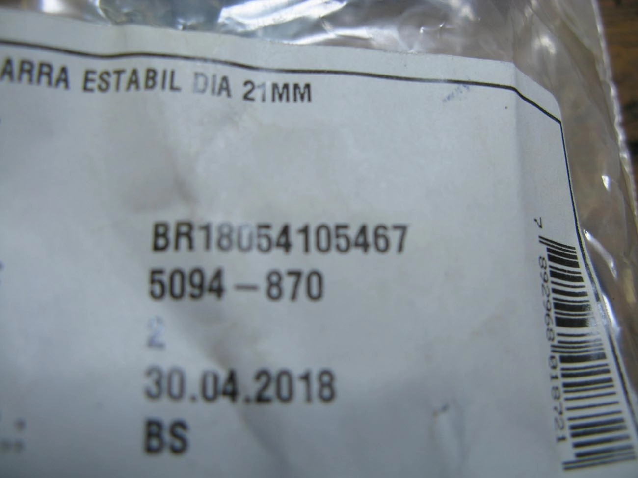 BUCHA ESTABILIZADOR DIANTEIRO PEUGEOT 307 2003/ - FURO 21 MM