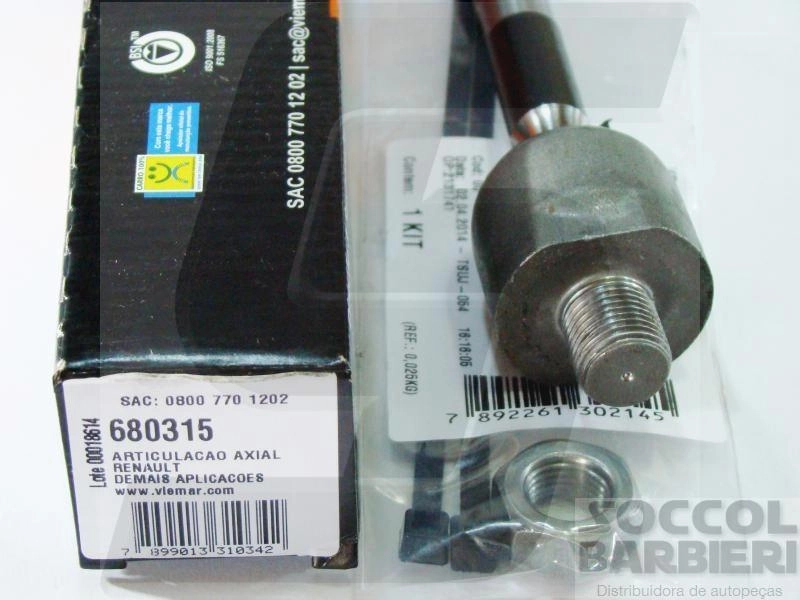ARTICULAÇÃO/BARRA AXIAL DIREÇÃO DIREITA/ESQUERDA RENAULT LOGAN/SANDERO 2007/2013 16/14 MECANISMO TRW BRASIL