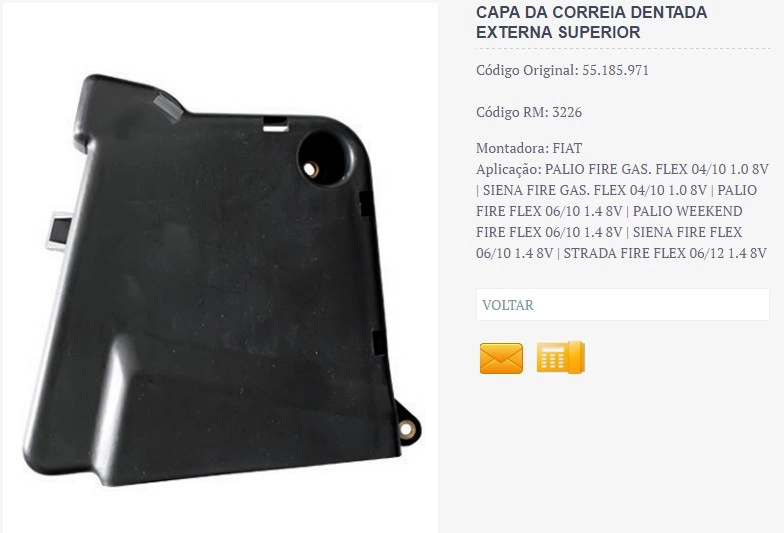 CAPA CORREIA DENTADA EXTERNA SUPERIOR FIAT PALIO/SIENA 1.0 8V 04/10 - STRADA 1.4 06/12 - FIRE 8V